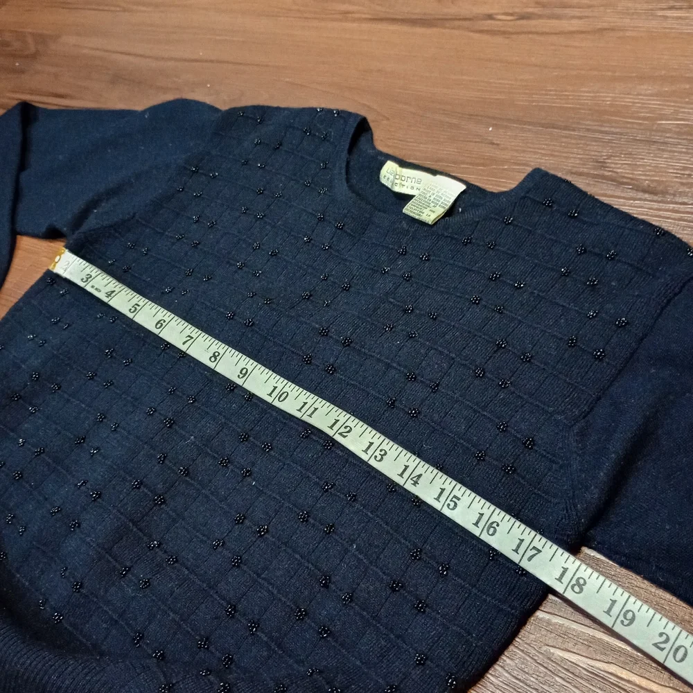 Vintage  Liz Claiborne Merino wool beaded sweater